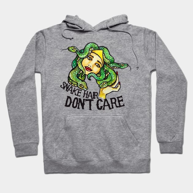 Snake Hair Don't Care Medusa Hoodie by bubbsnugg